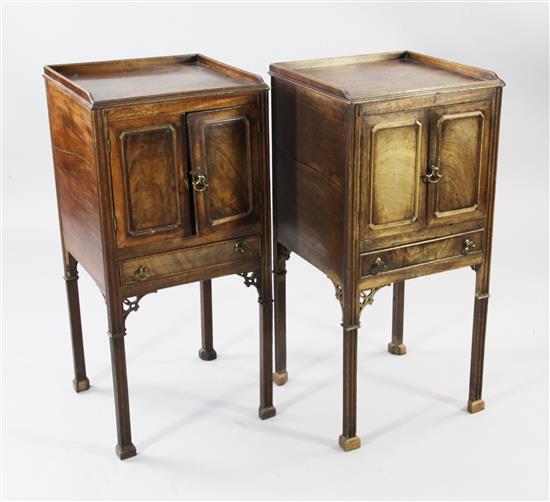 A pair of George III style mahogany bedside cupboards, W.1ft 2.75in.